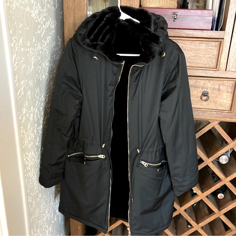 Zara Trafaluc Reversible Faux Fur Coat size S